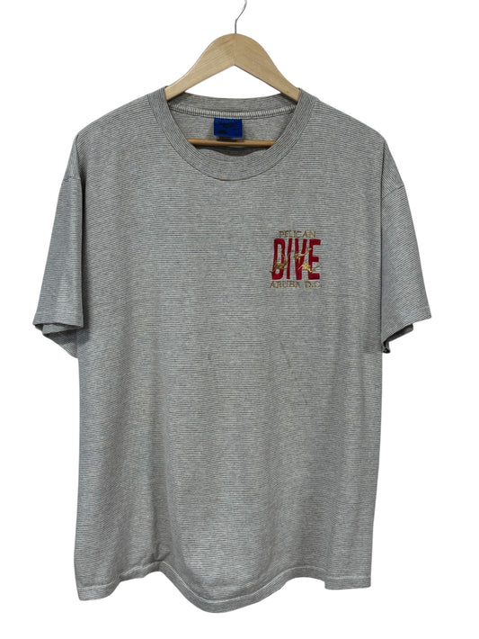 Vintage Pelican Dive Aruba D.C Embroidered Striped Tee Size XL