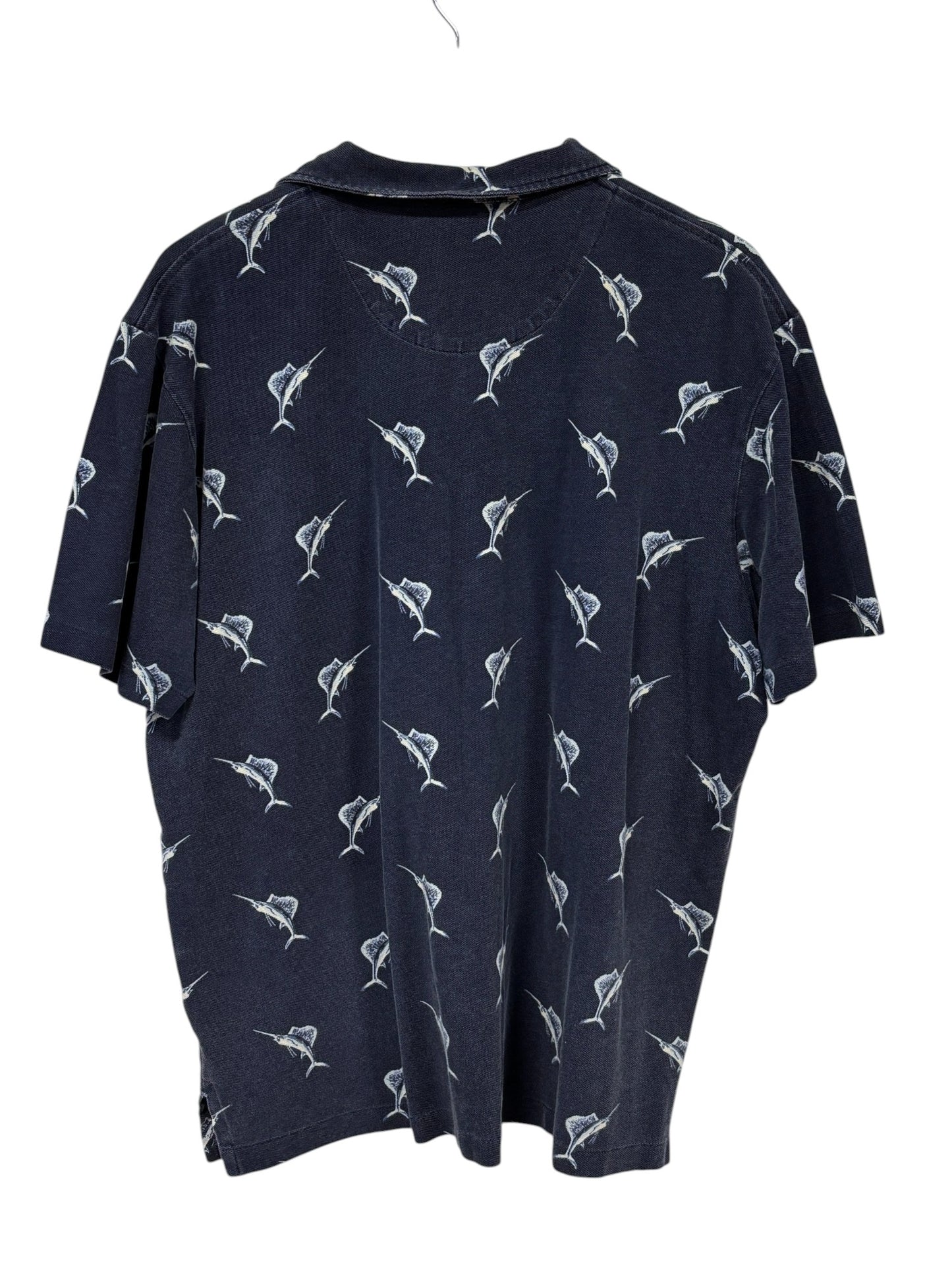 Vintage Ralph Lauren Swordfish All Over Print Polo Shirt Size XL