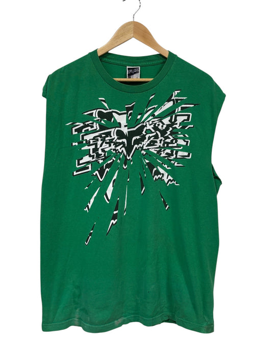 Vintage Y2K Fox Motocross Racing Cutoff Distressed Tee Size XL