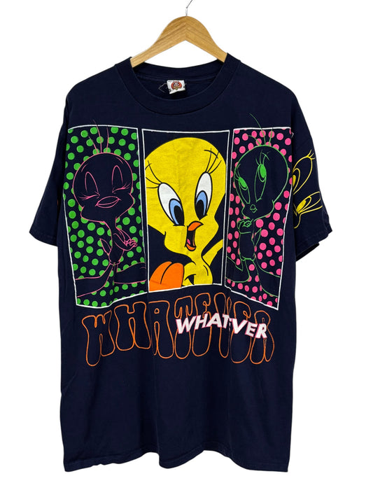 Vintage 90's Looney Tunes Tweety Bird Whatever Groovy Cartoon Tee Size XL