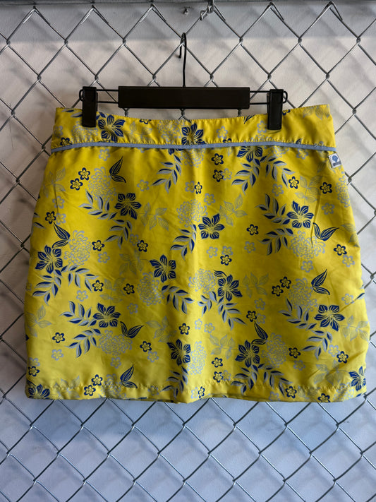 Vintage 90's Women's Yellow Floral Skirt Size 30