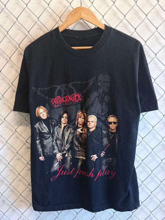 Vintage Y2K Aerosmith Just Push Play Band Tour Tee Size Large