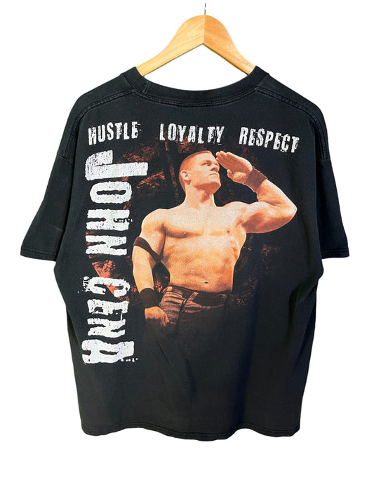 Vintage 00's John Cena Hustle Loyalty Respect WWE AOP Graphic Tee Size Large