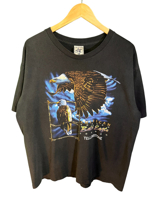 Vintage 90's Yellowstone American Bald Eagle Nature Graphic Tee Size XL