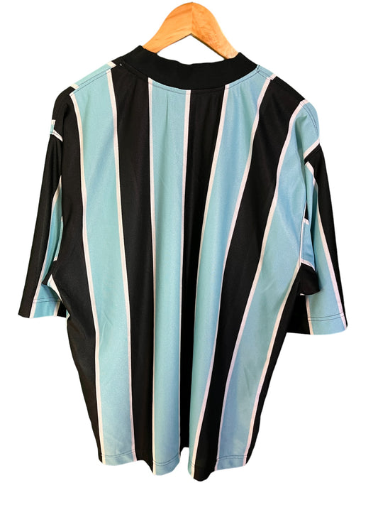 Vintage 90's Nike Blue Black Striped Soccer Jersey Size Large