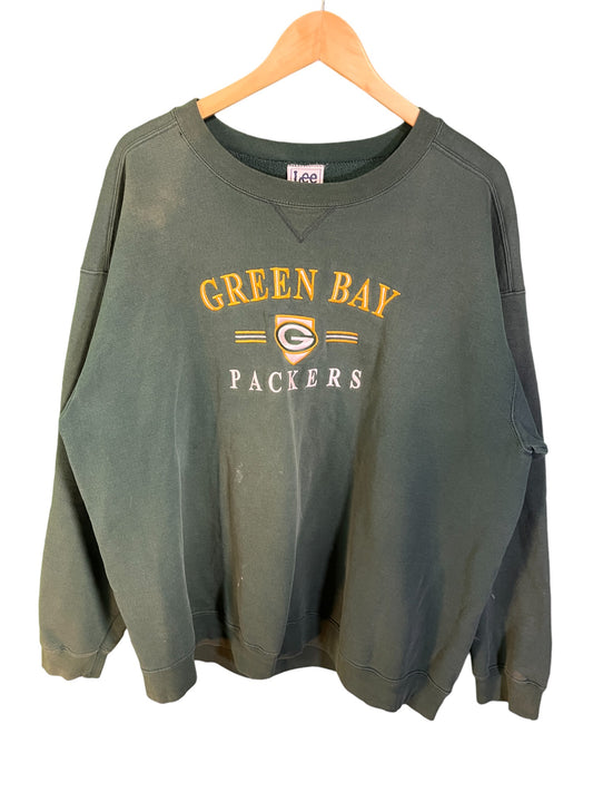 Vintage 90's Lee Sport Green Bay Packers Faded Crewneck Size XL