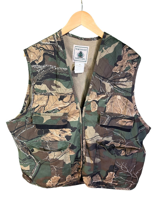 Vintage Northwest Territory Woodland Camo Hunting Vest Size XL