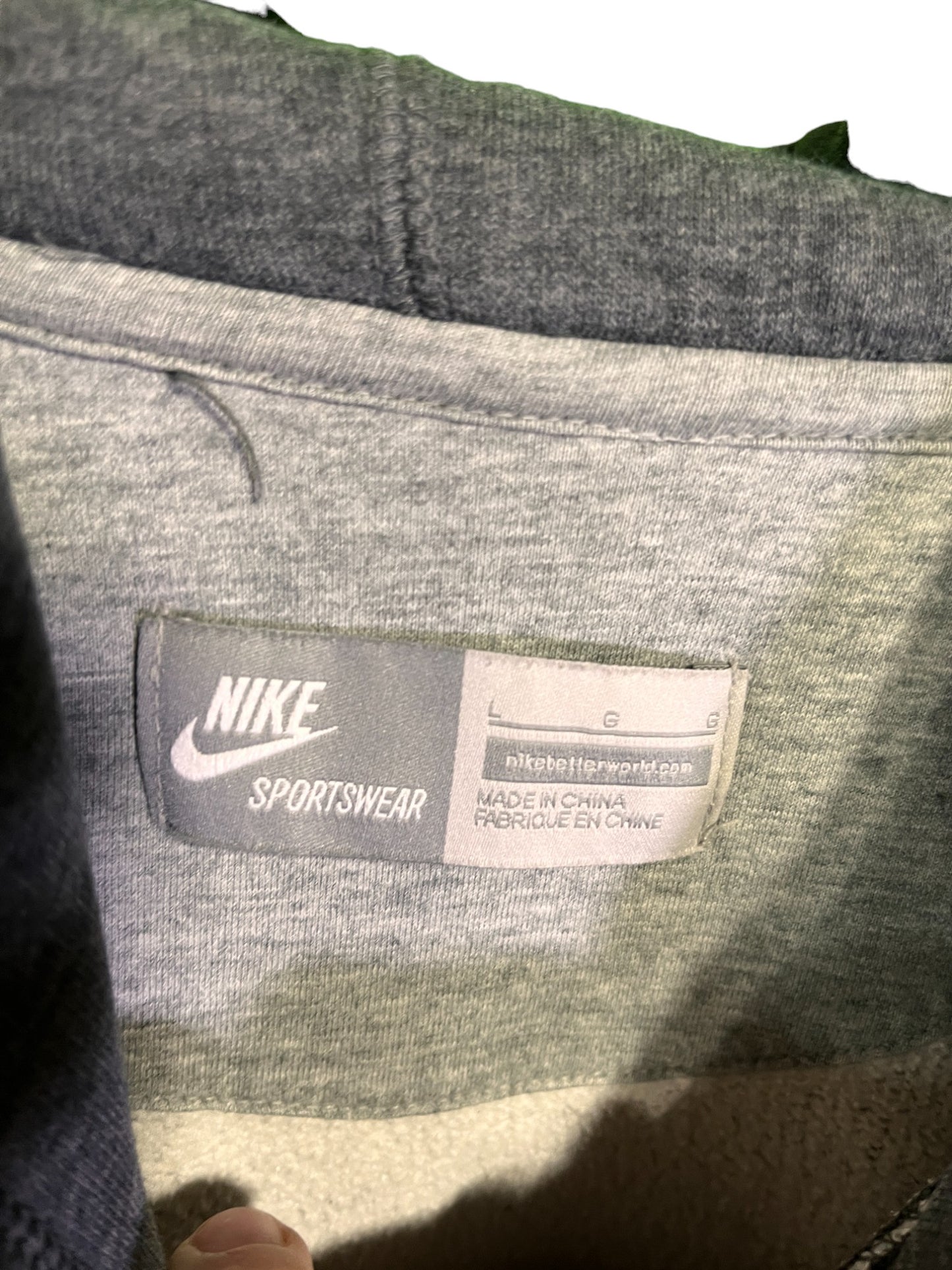 Nike Giant Swoosh Logo Grey Pullover Hoodie Size Large