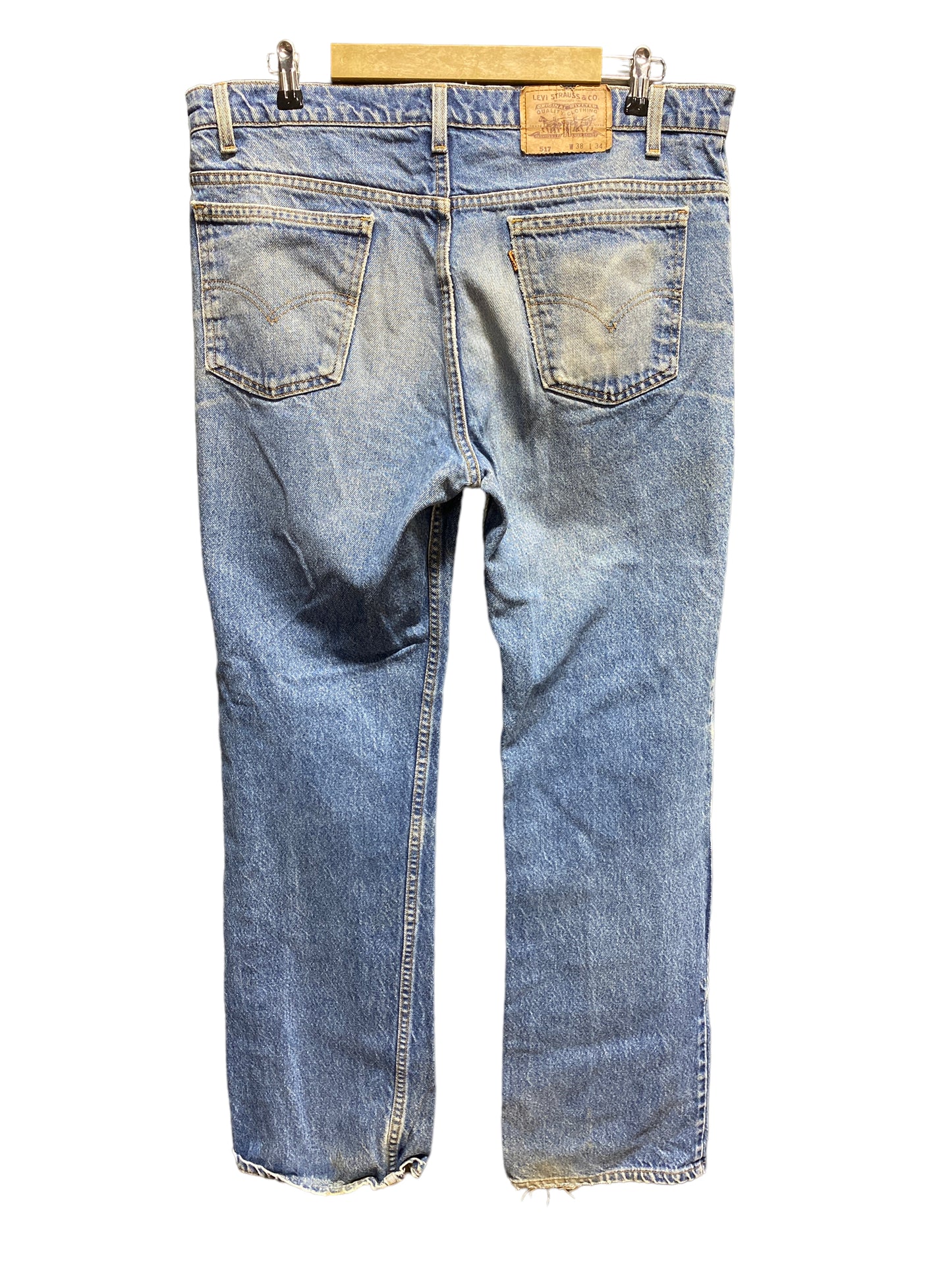 Vintage Levi 517 Orange Tab Made in USA Denim Medium Wash Jeans Size 36x32