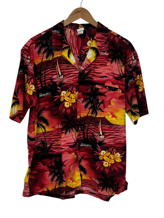 Vintage 80's Hawaiian Button Up Vacation Short Sleeve Shirt Size XL