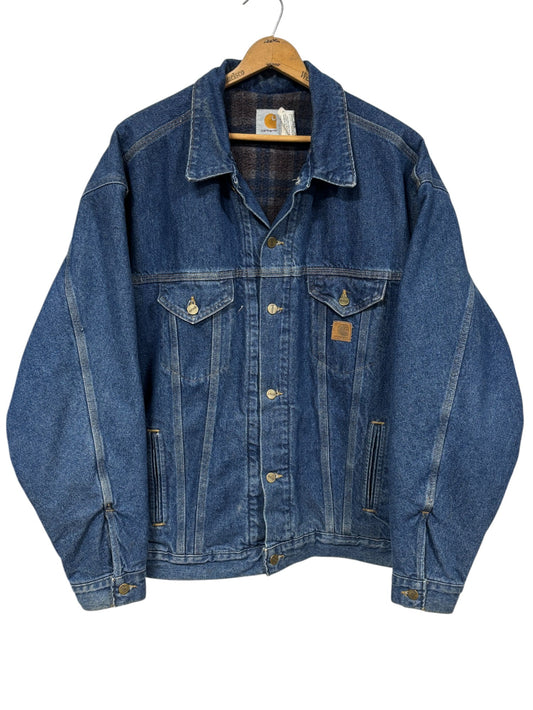 Vintage 90's JB1998 Carhartt Blanket Lined Denim Trucker Jacket Size XL Tall