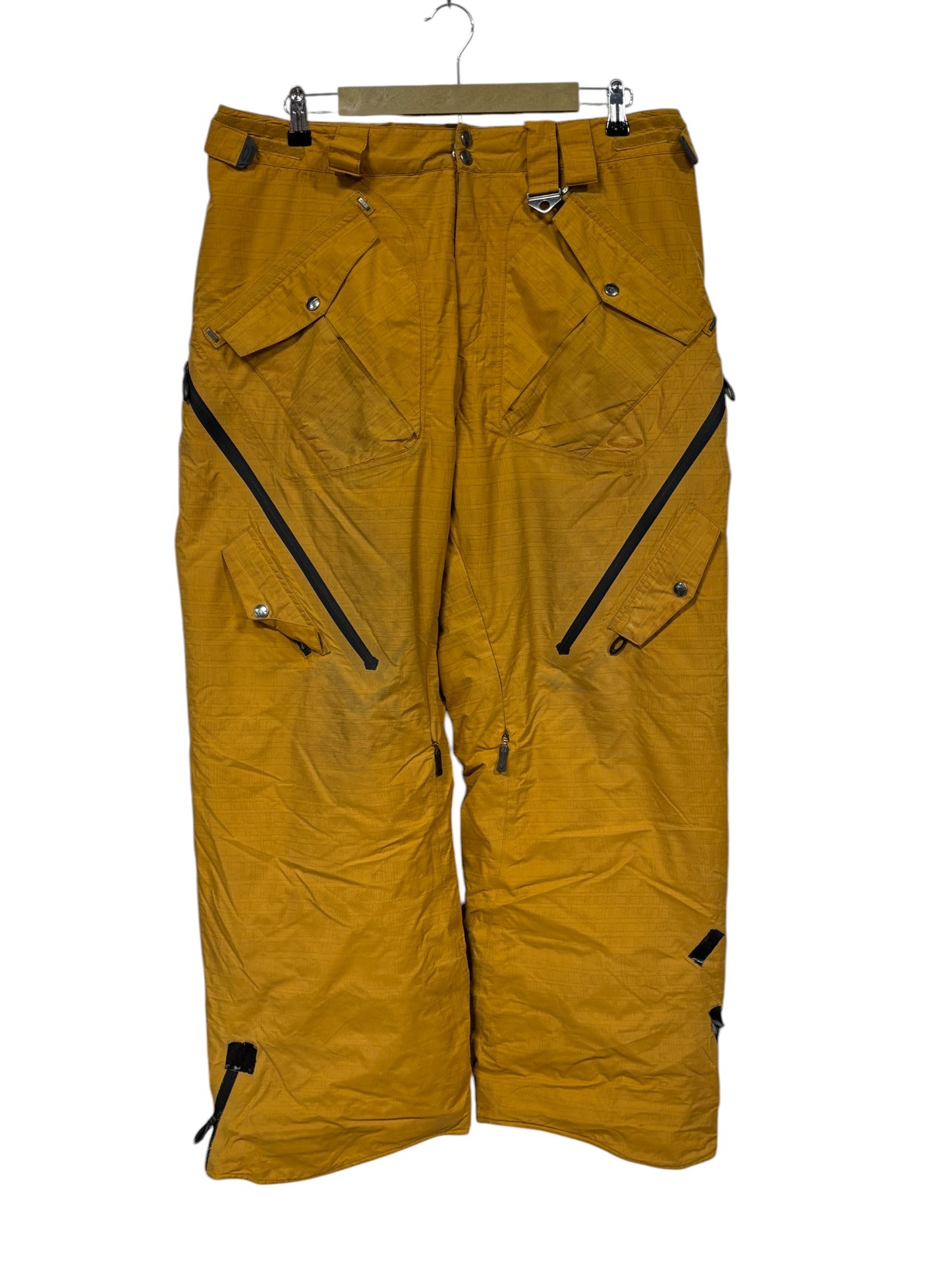 Vintage Y2K Oakley Thinsulate Adjustable Loose Fit Yellow Snow Pants Size Large