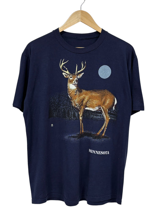 Vintage 1987 Minnesota Deer Nature Graphic Tee Size Medium