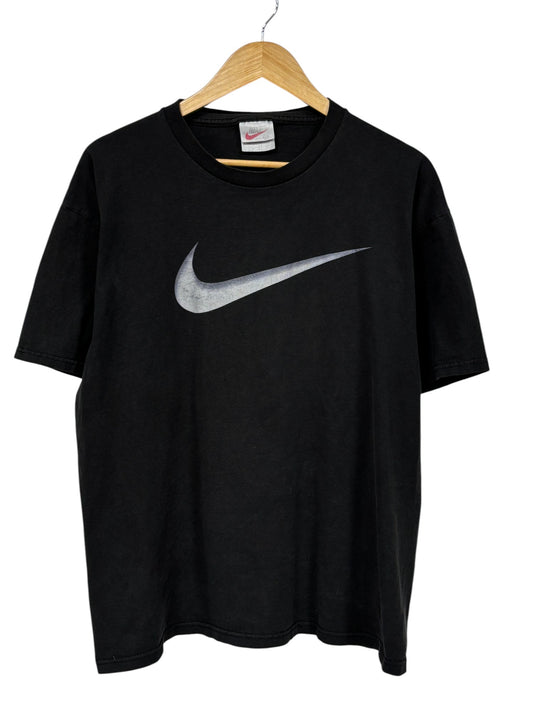 Vintage 90's Nike Big Swoosh Black Graphic Tee Size Large