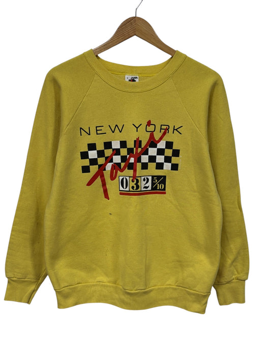 Vintage 90's New York Taxi Yellow Crewneck Sweater Size Large
