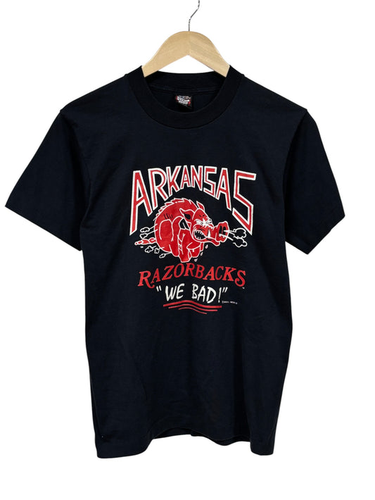 Vintage 80's Arkansas Razorbacks We Bad Mascot Graphic Tee Size Medium