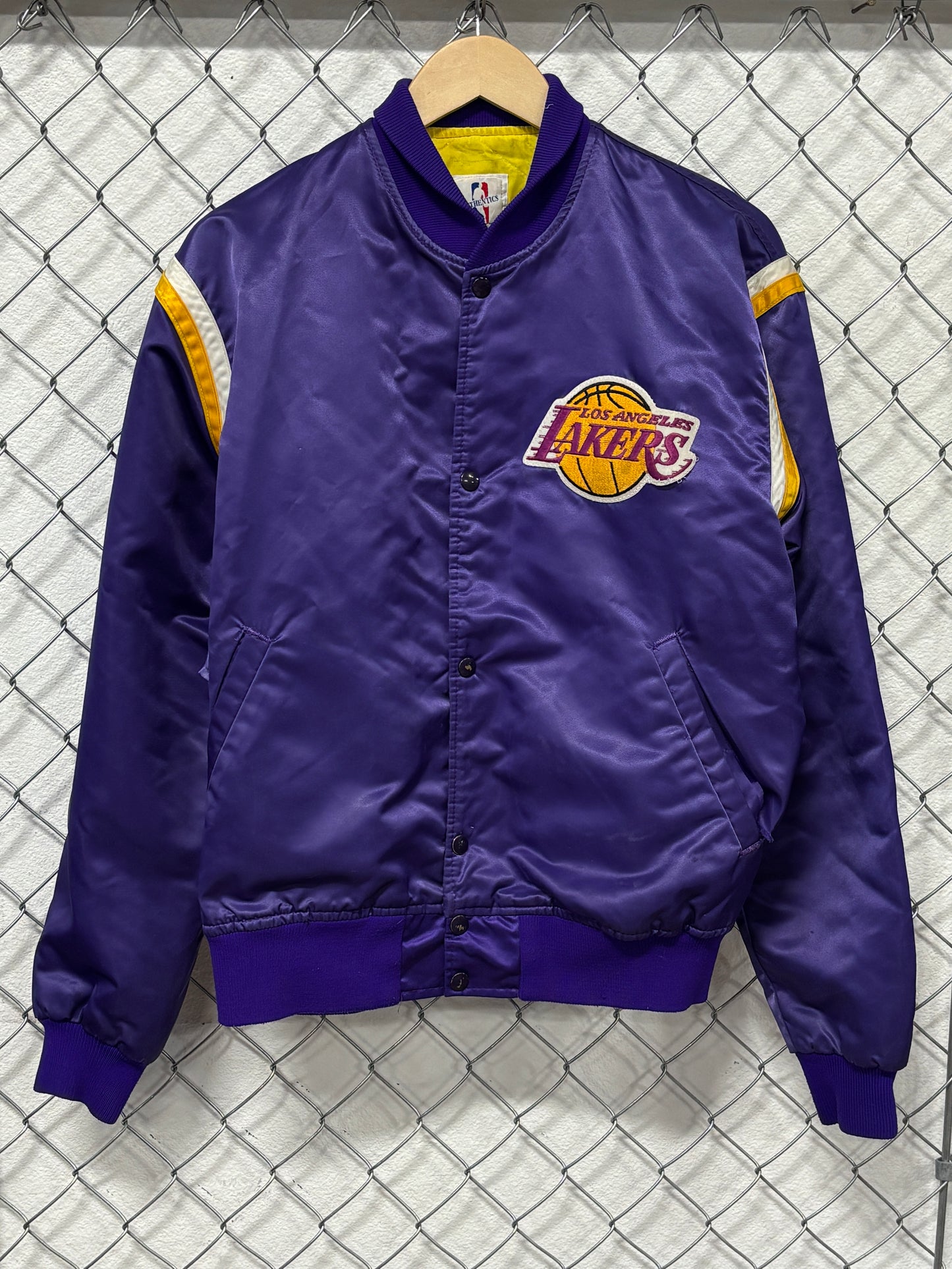 Vintage 90's Starter Los Angeles Lakers Satin Bomber Jacket Size Large