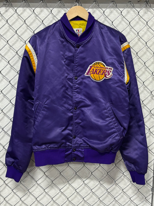 Vintage 90's Starter Los Angeles Lakers Satin Bomber Jacket Size Large
