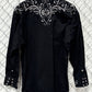 Pan Handle Slim Western Pearl Snap Black Button Up Shirt Size Medium