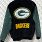 Vintage Y2K Green Bay Packers NFL Suede Bomber Jacket Size Large