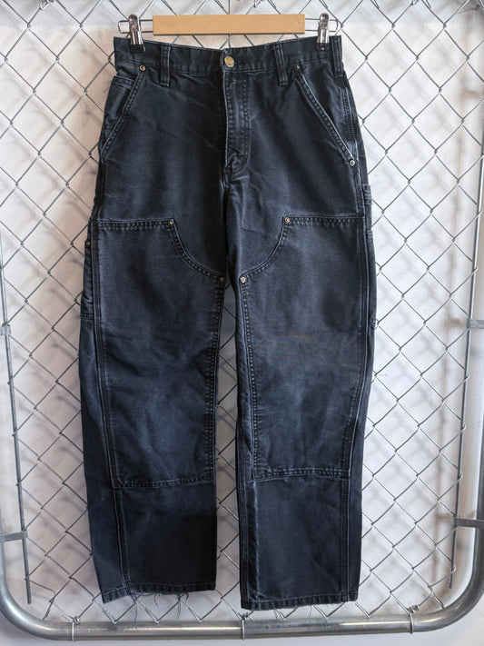 Vintage Carhartt Black Faded Double Knee Carpenter Pants Size 28x27