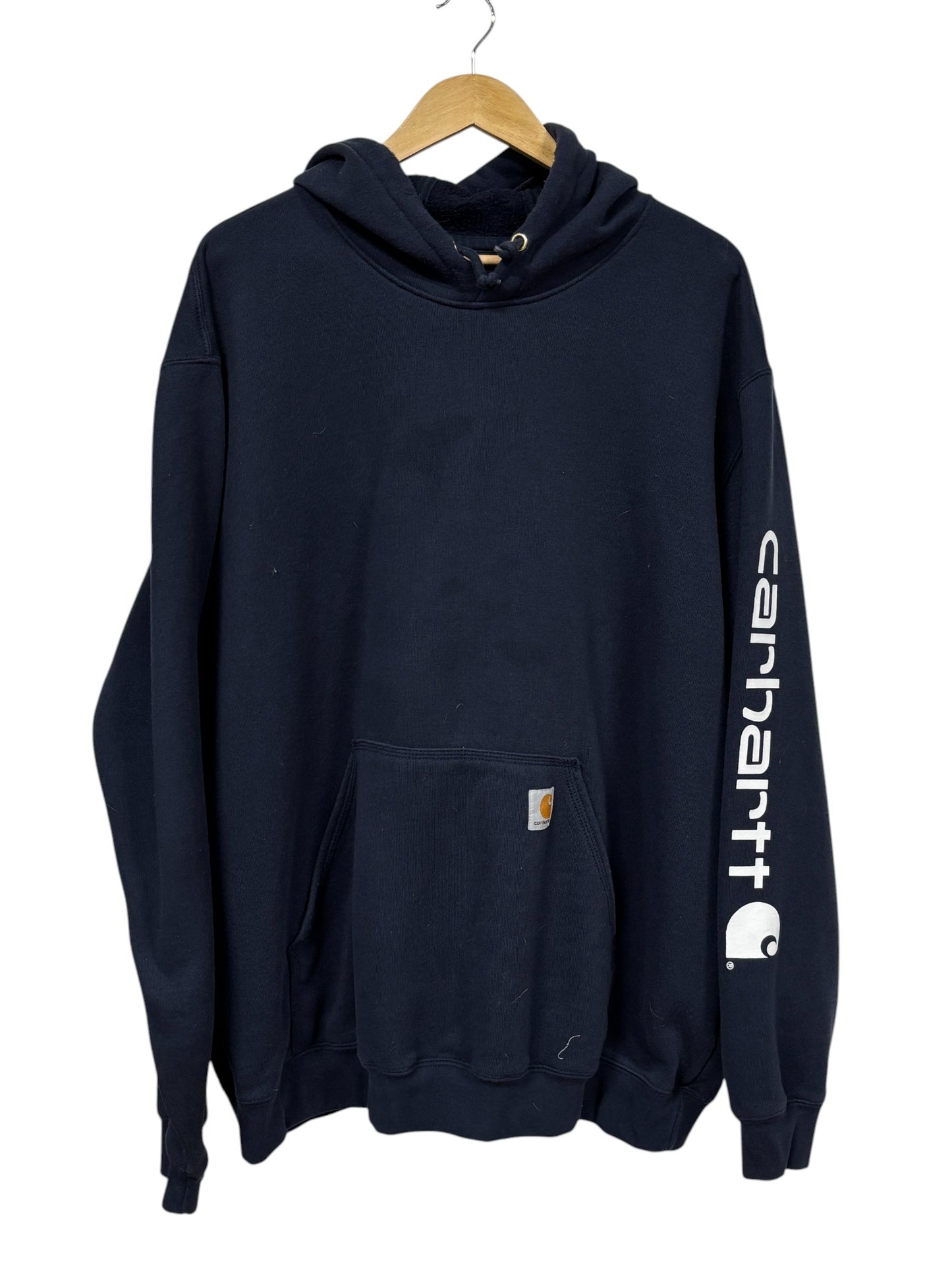 Carhartt Classic Logo Navy Blue Hoodie Size XL