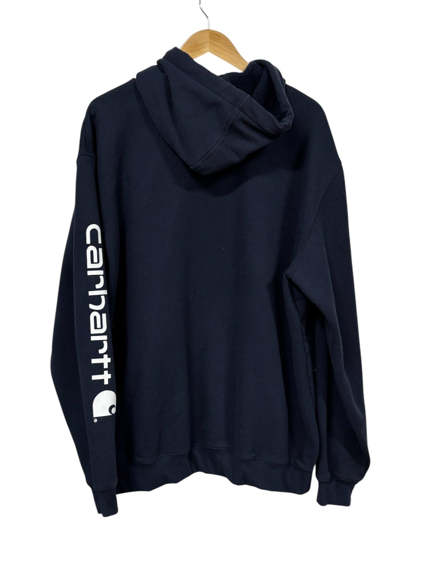 Carhartt Classic Logo Navy Blue Hoodie Size XL