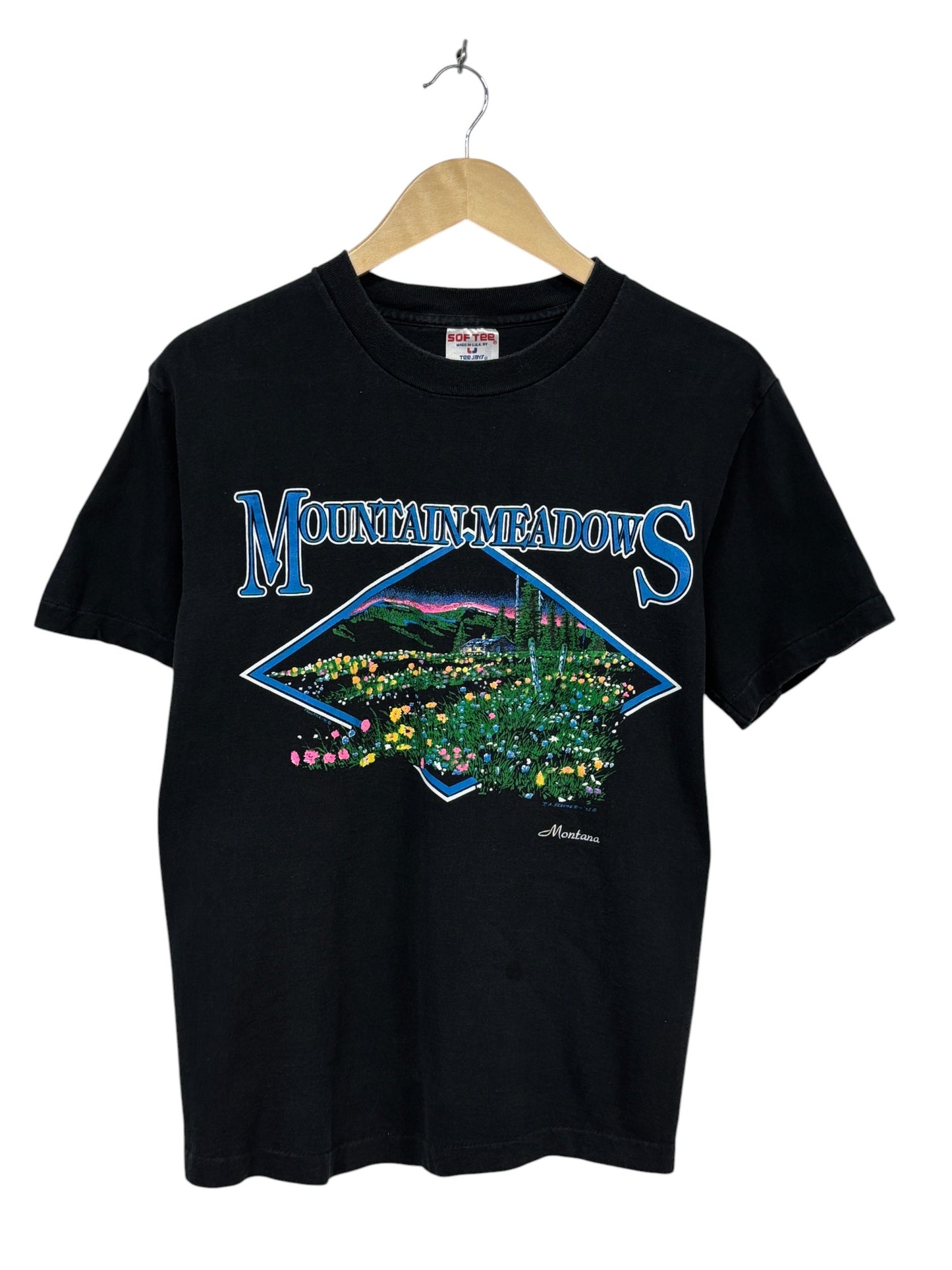Vintage 90's Mountain Meadows Montana Nature Graphic Tee Size Medium
