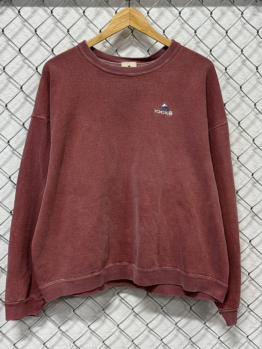 Vintage 90's Rocke Gear Overdyed Red Crewneck Sweater Size XL