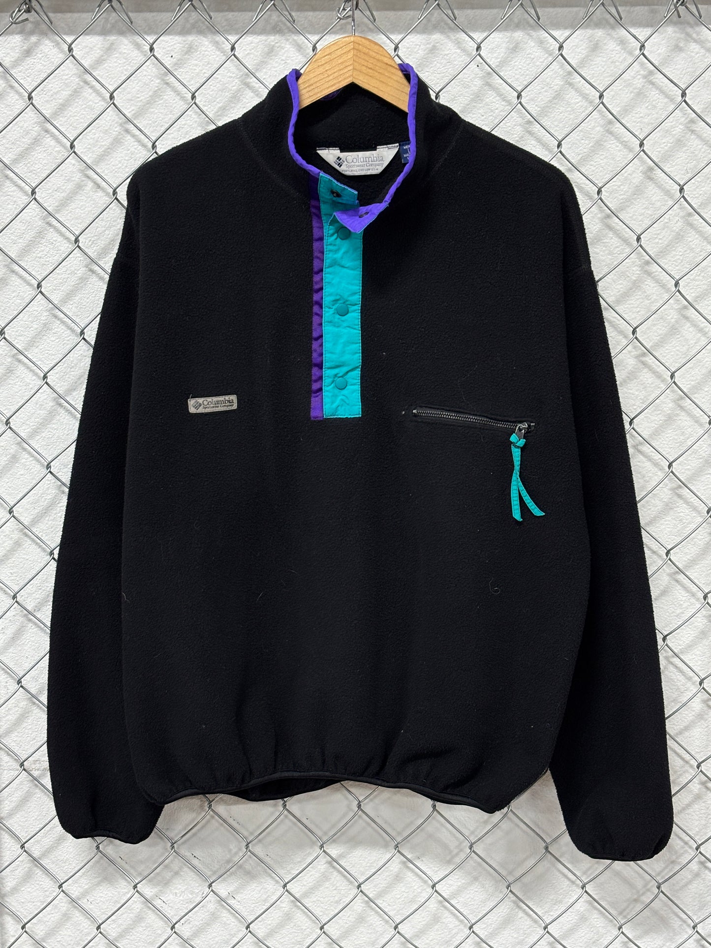 Vintage 90's Columbia Black Snap T Fleece Sweater Size Large