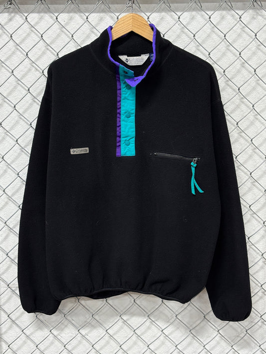 Vintage 90's Columbia Black Snap T Fleece Sweater Size Large