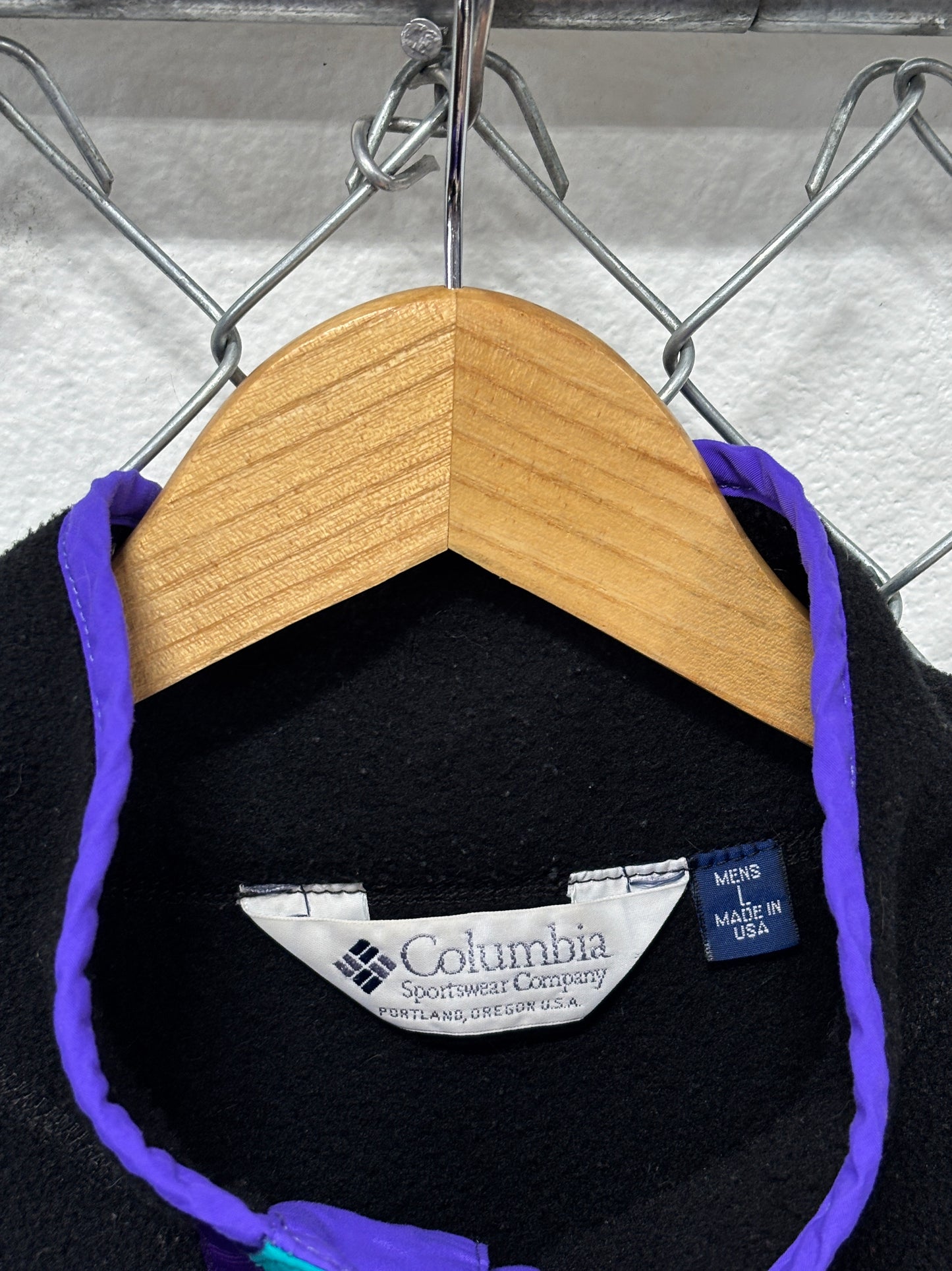 Vintage 90's Columbia Black Snap T Fleece Sweater Size Large