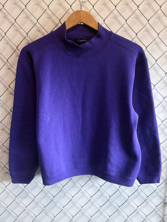 Vintage Catalina Women's Purple Cropped Crewneck Sweater Size Medium