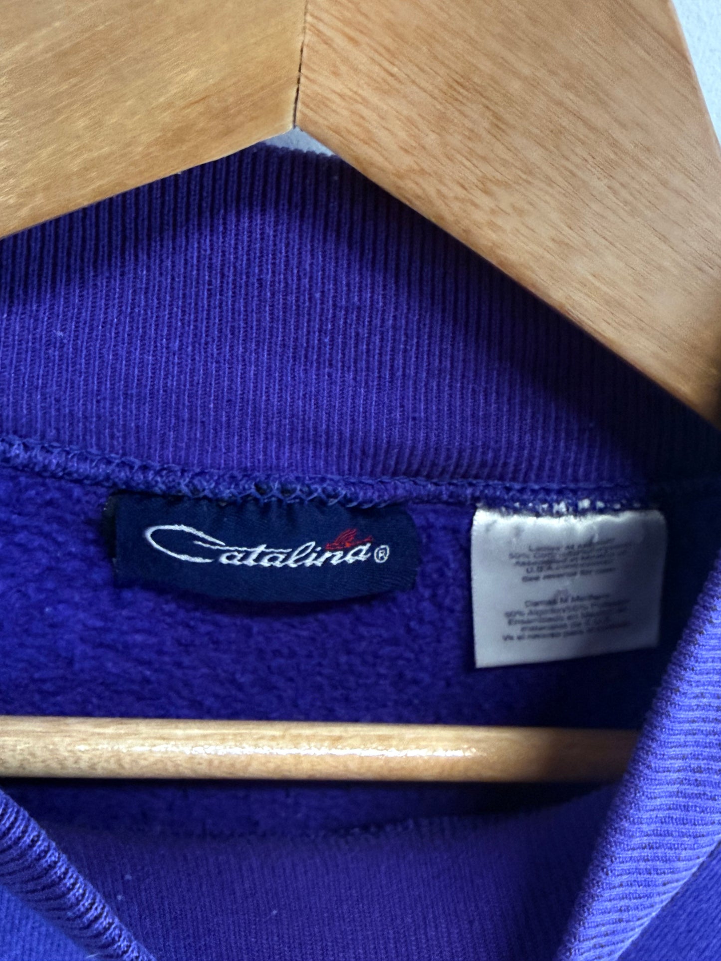 Vintage Catalina Women's Purple Cropped Crewneck Sweater Size Medium