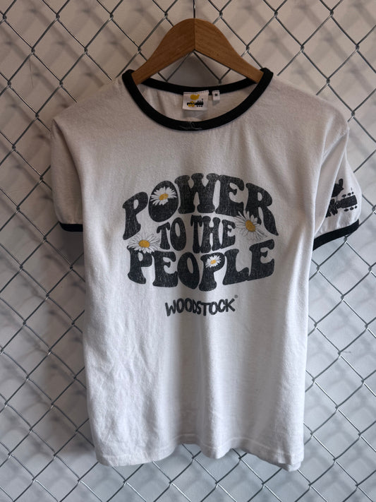 Woodstock Power to the People Ringer Music Tee Size Medium