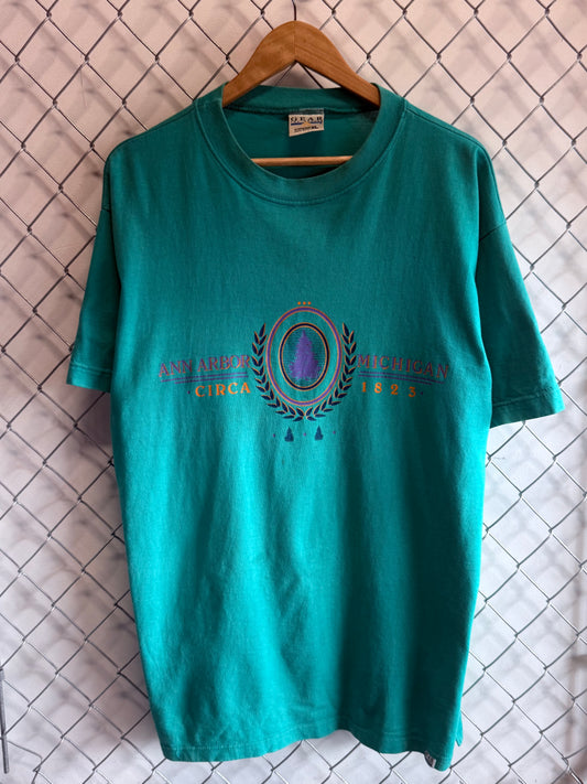 Vintage 90's Ann Arbor Michigan Crest Nature Graphic Tee Size XL