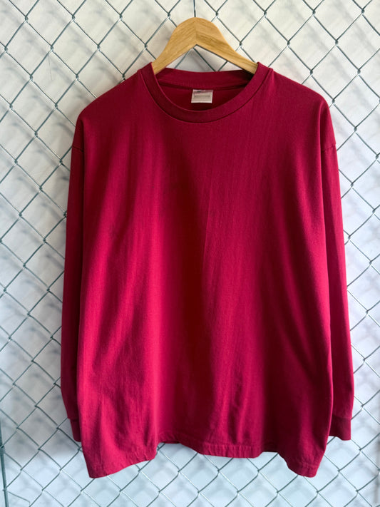 Vintage Red Blank Long Sleeve Shirt Size XL