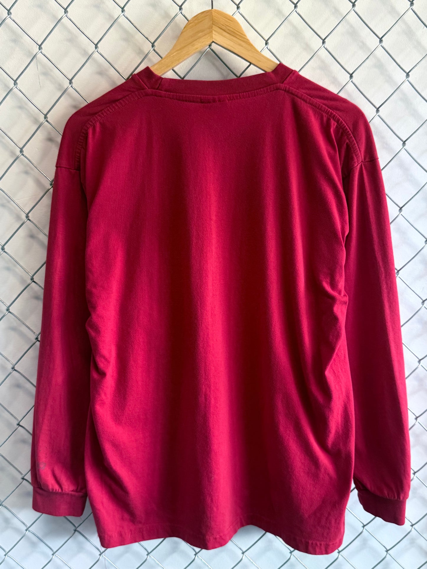 Vintage Red Blank Long Sleeve Shirt Size XL
