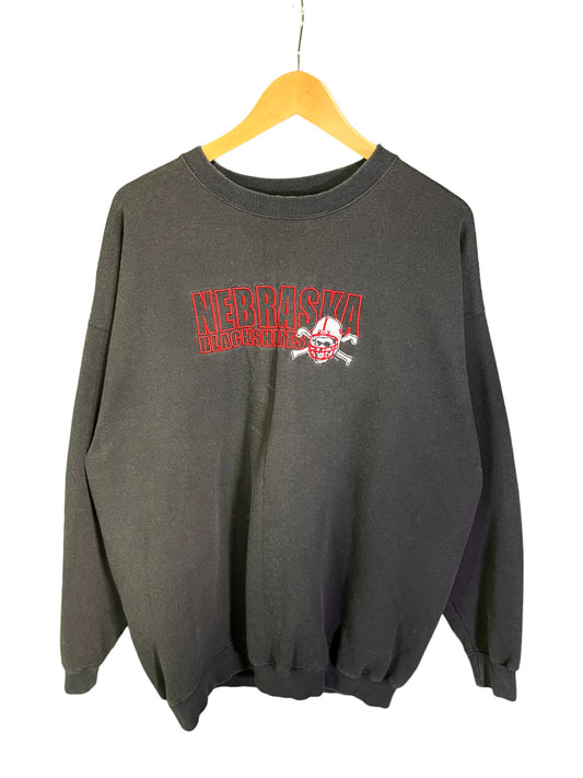 Vintage 00's Nebraska Blackshirts Football Embroidered Crewneck Size XL