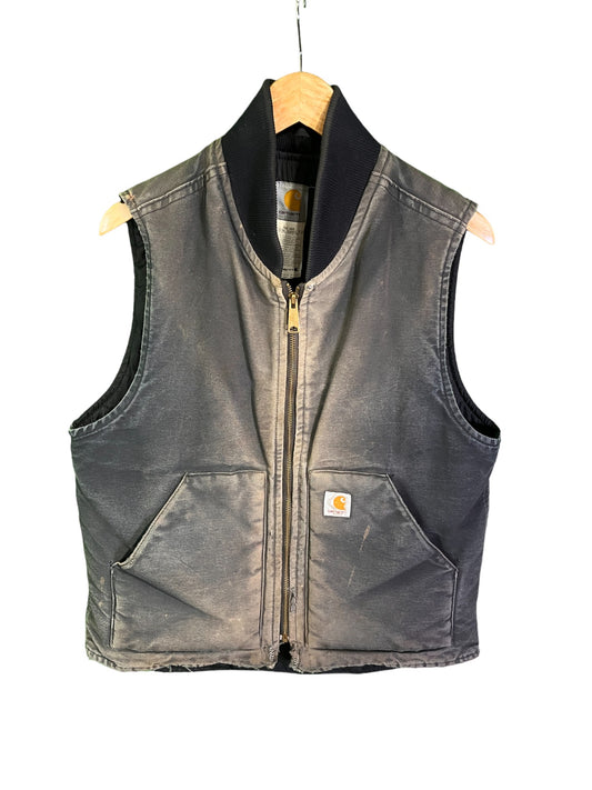 Vintage Carhartt Sun Faded Zip Up Insulated Work Vest Size Medium