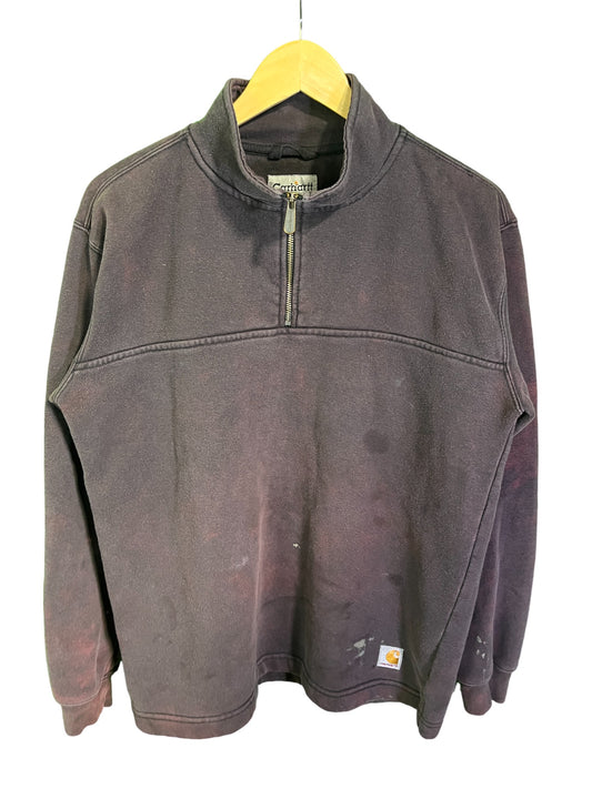 Vintage Carhartt Distressed Quarter Zip Pullover Sweater Size Large