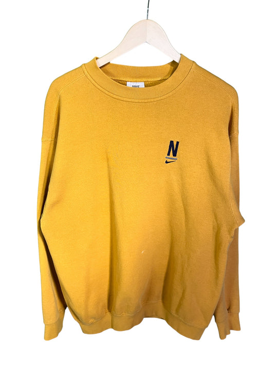 Vintage 90's Nike N Swoosh Logo Yellow Embroidered Crewneck Size Large