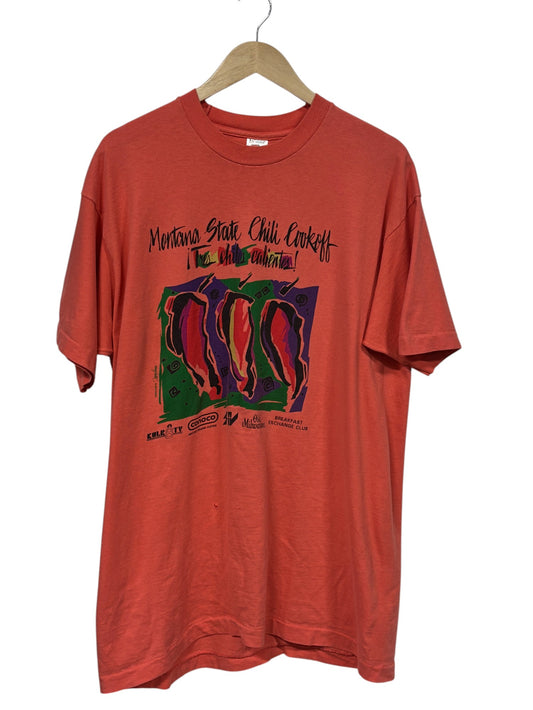 Vintage 90's Montana State Chili Cookoff Graphic Tee Size XL