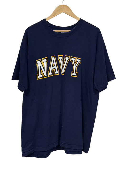 Vintage 90's Navy Collegiate Graphic Tee Size XXL