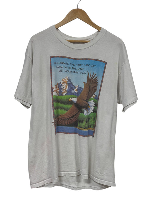 Vintage 90's Let Your Spirit Fly Eagle Nature Graphic Tee Size XL