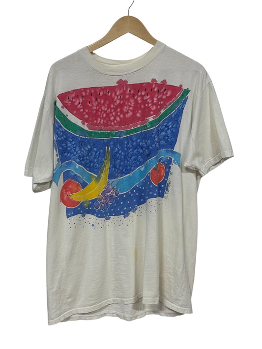 Vintage 1995 Fruit Painting Graphic Tee Size XL
