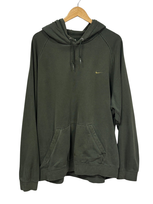 Vintage 00's Nike Small Swoosh Forest Green Hoodie Size XXL