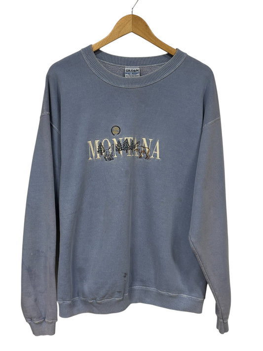 Vintage 90's Montana Embroidered Nature Crewneck Sweater Size XL