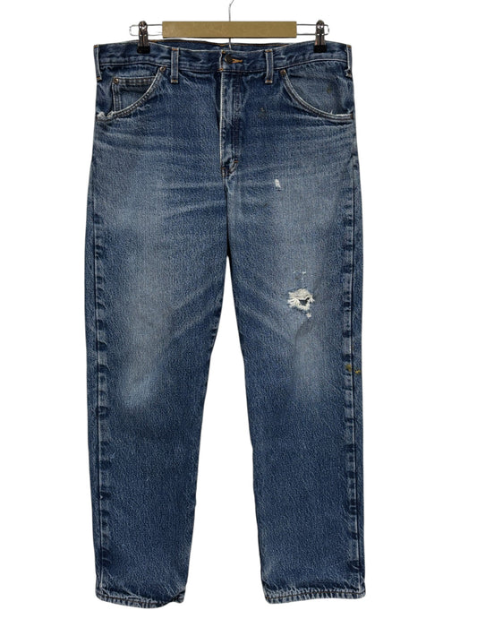 Vintage Dickies Relaxed Fit Flannel Lined Denim Jeans Size 34x32