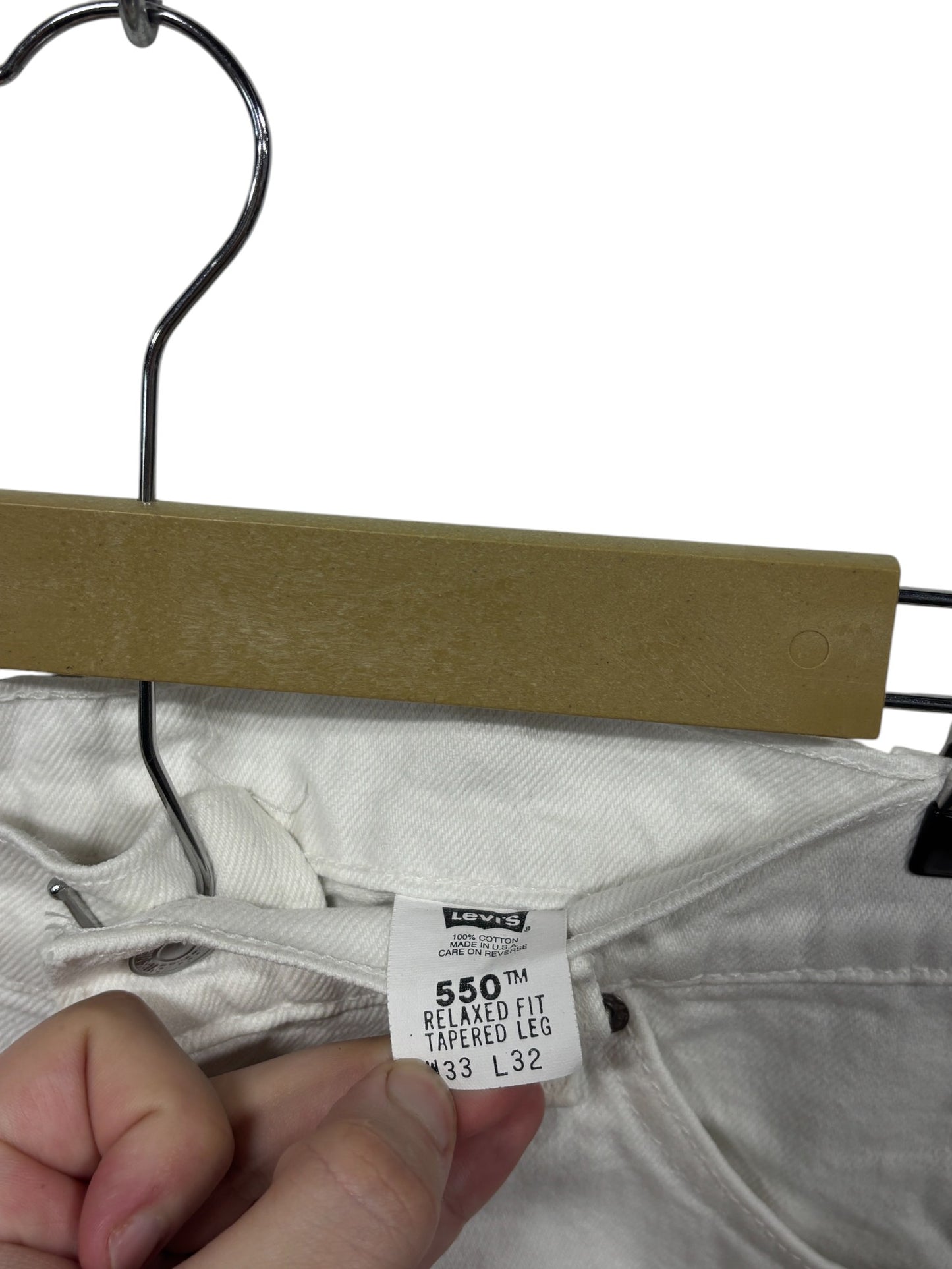 Vintage Levi's Orange Tab Made in USA 550 Relaxed Fit White Jeans Size 32x30